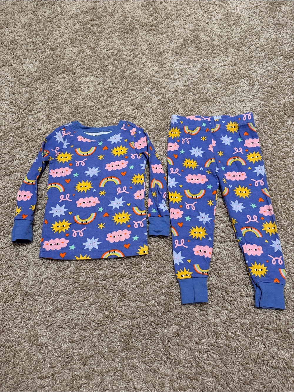 Old Navy Blue Rainbow & Sun Print Kids Pajama Set